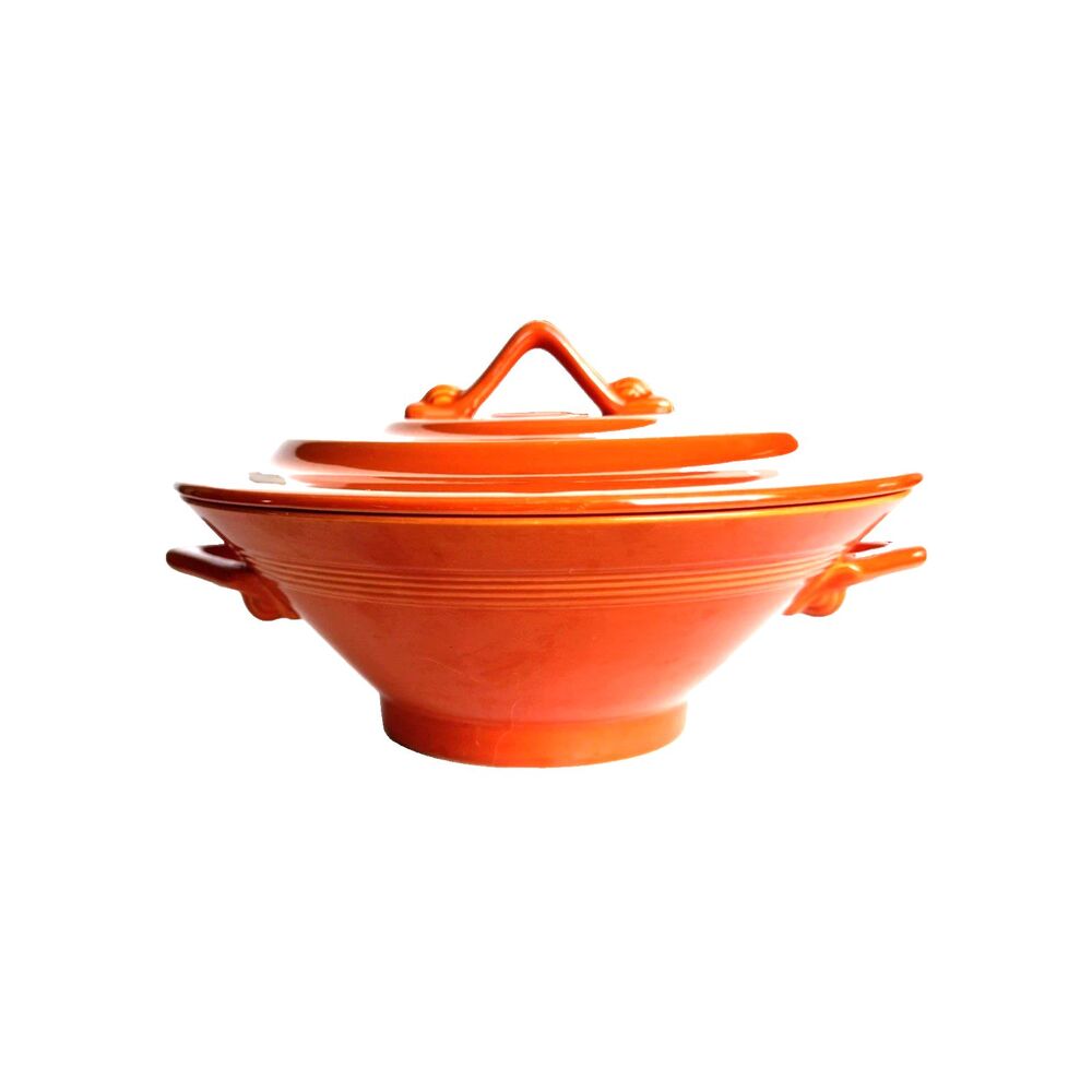 VTG Homer Laughlin Harlequin Red Covered Casserole Dish 8.5"